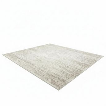 Washable 8x10 Area Rug Ultra Soft Non Slip Vintage Print Low Pile Recycled Indoor Carpet