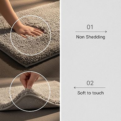 Grey Bathroom Rug Non-Slip Plush Bath Mat Absorbent Ultra Soft Fluffy Machine Washable