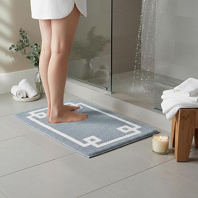 Cotton Bathroom Rug Non Slip Backing Tufted Plush Absorbent Quick Dry Spa Design
