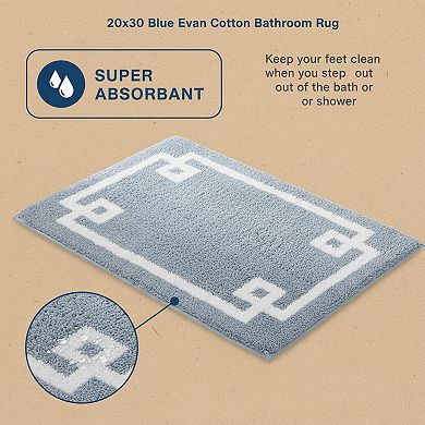 Cotton Bathroom Rug Non Slip Backing Tufted Plush Absorbent Quick Dry Spa Design