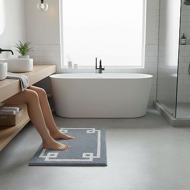 Cotton Bathroom Rug Non Slip Backing Tufted Plush Absorbent Quick Dry Spa Design