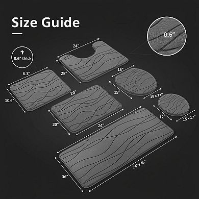 Memory Foam Bathroom Rug Set 5 Piece Ultra Absorbent Non Slip Machine Washable