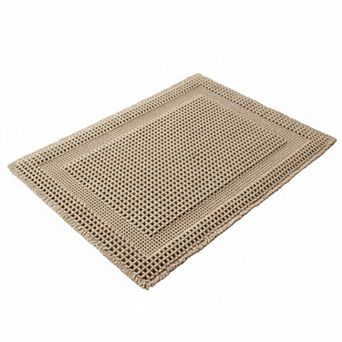 Waffle Bath Mat Absorbent Non Slip Machine Washable Boho Ultra Soft Tassels