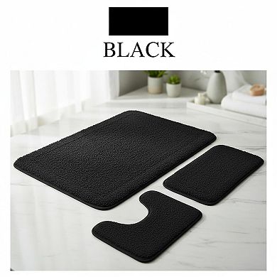 Upgraded 3 Piece Bathroom Rugs Set Extra Thick Absorbent Soft Memory Foam Non Slip Washable