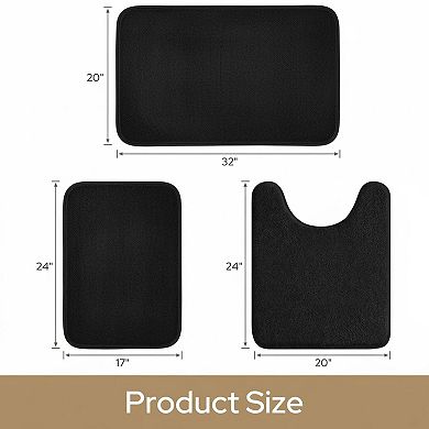 Upgraded 3 Piece Bathroom Rugs Set Extra Thick Absorbent Soft Memory Foam Non Slip Washable