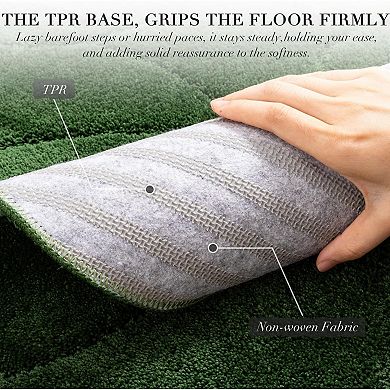 Bathroom Rugs Non Slip Extra Soft Absorbent Microfiber Wave Design Machine Washable Bath Mats