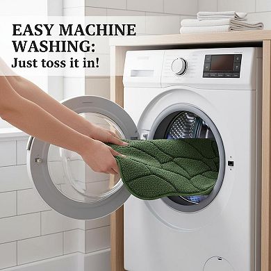Bathroom Rugs Non Slip Extra Soft Absorbent Microfiber Wave Design Machine Washable Bath Mats