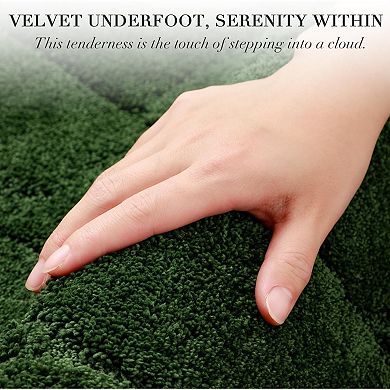 Bathroom Rugs Non Slip Extra Soft Absorbent Microfiber Wave Design Machine Washable Bath Mats