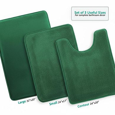 3 Piece Bathroom Rugs Set Memory Foam Non-slip Washable Dries Quickly