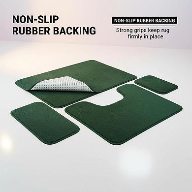 3 Piece Bathroom Rugs Set Memory Foam Non-slip Washable Dries Quickly