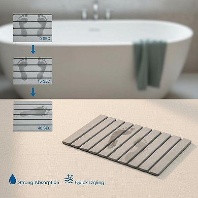 Foldable Diatomaceous Earth Bath Mat Super Absorbent Non-slip Quick Drying Compact Easy Storage