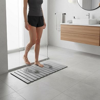 Foldable Diatomaceous Earth Bath Mat Super Absorbent Non-slip Quick Drying Compact Easy Storage