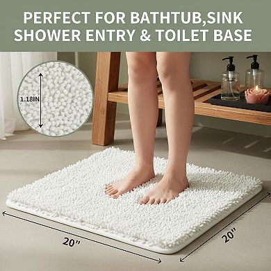 Bathroom Rug Non Slip Washable Extra Thick Soft Chenille Absorbent Quick Dry Plush Shaggy Floor Mat