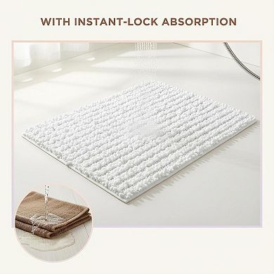 Bathroom Rug Non Slip Washable Extra Thick Soft Chenille Absorbent Quick Dry Plush Shaggy Floor Mat