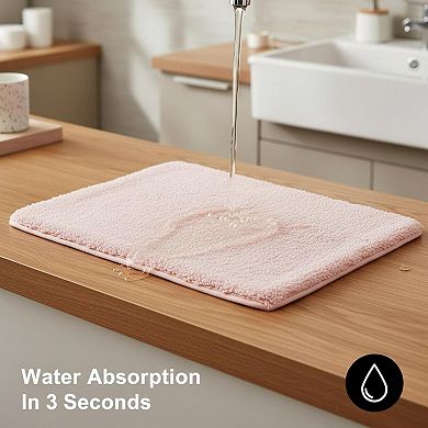 Pink Bathroom Rug 24x17 Non Slip Super Absorbent Extra Thick