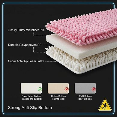 Pink Bathroom Rug 24x17 Non Slip Super Absorbent Extra Thick