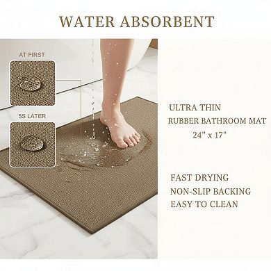 Bathroom Rugs Mat Ultra Thin Non Slip Quick Dry Absorbent Durable Easy Clean Low Profile