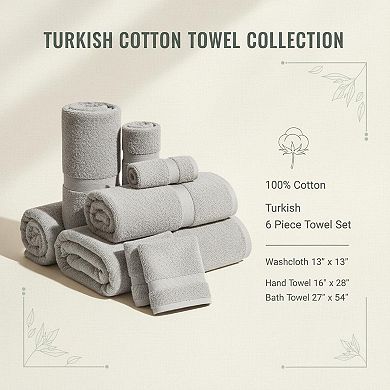 Linen Luxury Towel Set 6 Piece 600 GSM Turkish Cotton