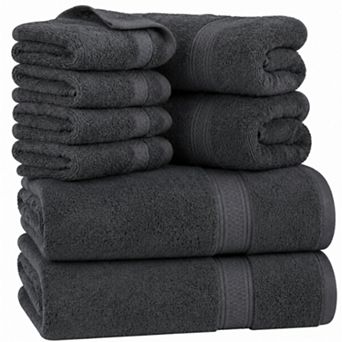 8 pc Cotton Towel Set Plush Absorbent 2 Bath 2 Hand 4 Washcloths