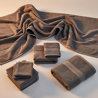 8 Piece Cotton Towel Set Plush Absorbent 2 Bath 2 Hand 4 Washcloths