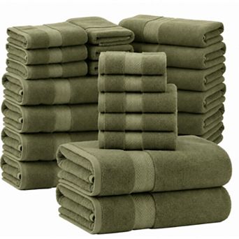 24 pc Cotton Towel Set Absorbent Durable Soft Bath Hand Washcloth Fingertip Sheets