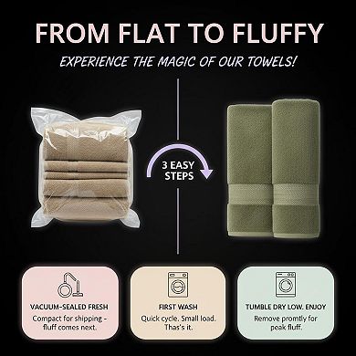 24 Piece Cotton Towel Set Absorbent Durable Soft Bath Hand Washcloth Fingertip Sheets