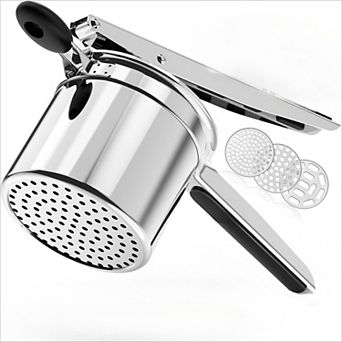 Stainless Steel Potato Ricer with 3 Discs Heavy Duty Masher for Mashed Potatoes Spaetzle Gnocchi