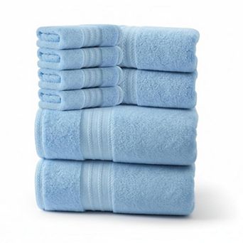 8 pc Cotton Towels Set 600GSM Absorbent Quick Dry Bath Hand Washcloths for Family Gym