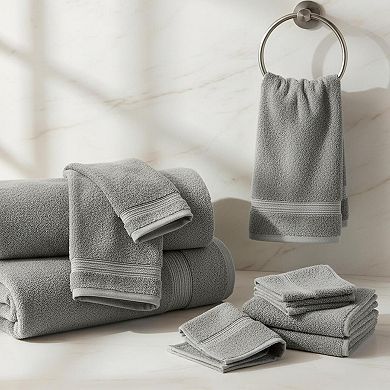 8 Piece Luxury Towel Set 600 GSM Ring Spun Cotton Highly Absorbent Viscose Stripe