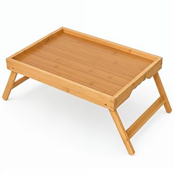 Bamboo Folding Bed Tray Table with Handles for Breakfast Laptop Eating