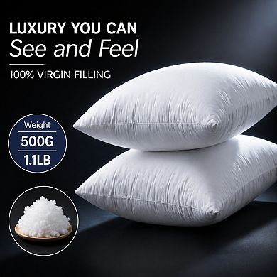 Pillow Inserts Set of 4 Cotton Cover Virgin Microfiber for Couch Sofa Bed