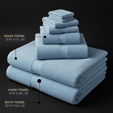 Bathroom Towel Set 8 Piece 800 GSM 100 Cotton 2 Bath 2 Hand 4 Cloth