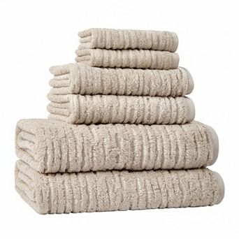 6 pc Cotton Towel Set 600 GSM Plush Absorbent Long-Staple Jacquard Terry