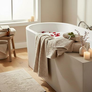 6-Piece Cotton Towel Set 600 GSM Plush Absorbent Long-Staple Jacquard Terry