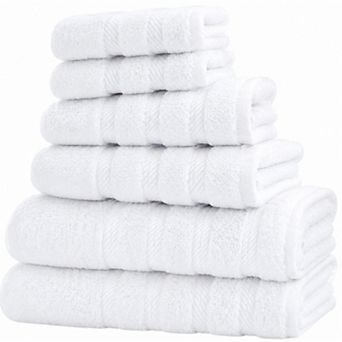 Luxury 6 pc Towel Set 600 GSM Cotton Soft Absorbent Quick Drying Bathroom