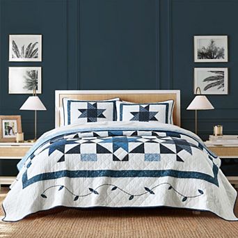 100% Cotton Patchwork Reversible Boho Bedding Set With Pillow Shams Lightweight Year Round Quilt Set