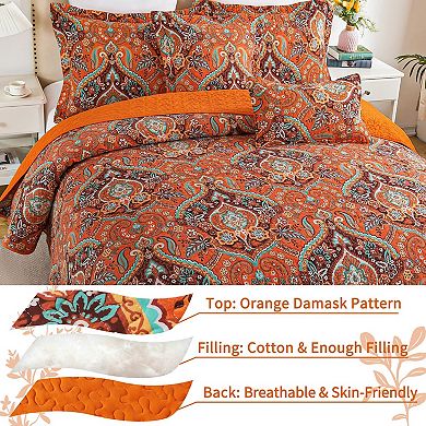 Boho Floral Farmhouse Quilt Set Soft Lightweight Reversible Coverlet Bedding