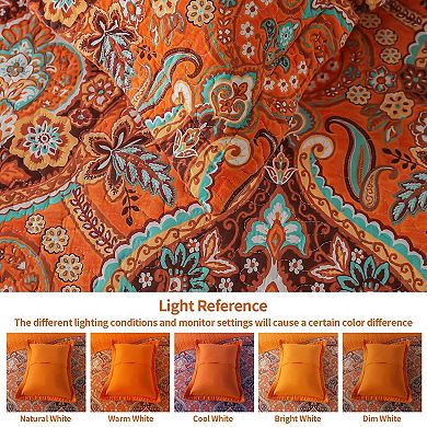 Boho Floral Farmhouse Quilt Set Soft Lightweight Reversible Coverlet Bedding