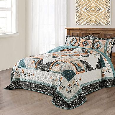 Boho Stripe Paisley Cotton Quilt Bedding Set Soft Lightweight Bedspread