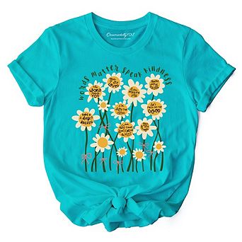 Words Matter Kindness Daisy T-Shirt, Positive Floral Tee