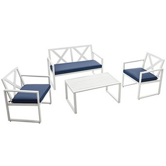 Costway 4PCS Patio Conversation Furniture Set Armrest Cushioned Loveseat Sofas Garden