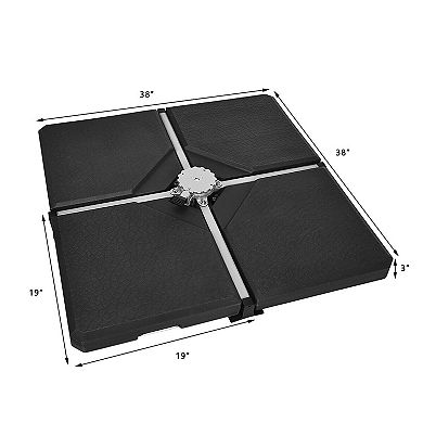Costway 4 PC Cantilever Offset Umbrella Base Stable Weight Stand Water/Sand Filled 238lb