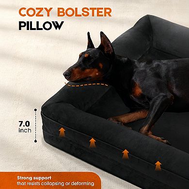 Black Orthopedic Dog Sofa Waterproof Removable Cover