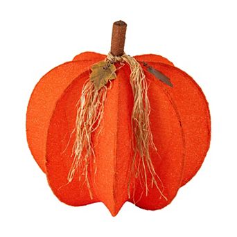 Glitzhome Fall 3D Lighted Foldable Pumpkin Outdoor Decor with Golden Hued LED Lights, w/Timer