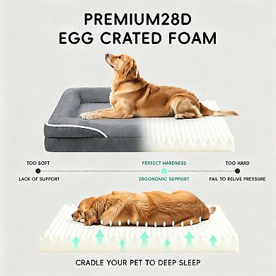 Dark Gray XL Orthopedic Dog Bed Removable Non Slip
