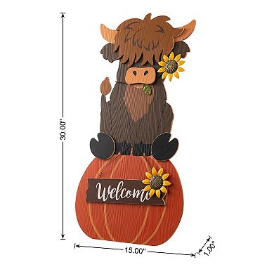 Glitzhome Wood Porch Sign Standing Decor for Fall Harvest