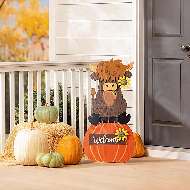 Glitzhome Wood Porch Sign Standing Decor for Fall Harvest