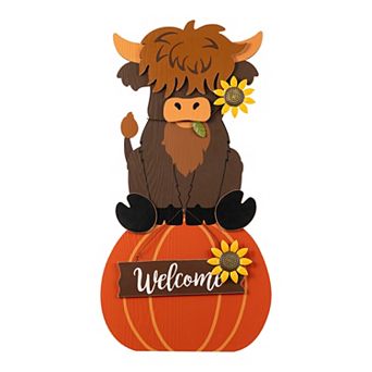 Glitzhome Wood Porch Sign Standing Decor for Fall Harvest