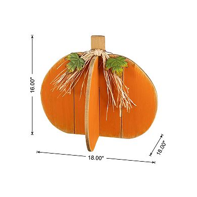 Glitzhome Fall Wood Interlocking Pumpkin Porch Decor