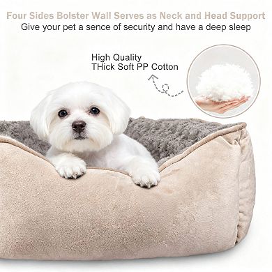 Beige Orthopedic Dog Bed Washable For All Dog Sizes